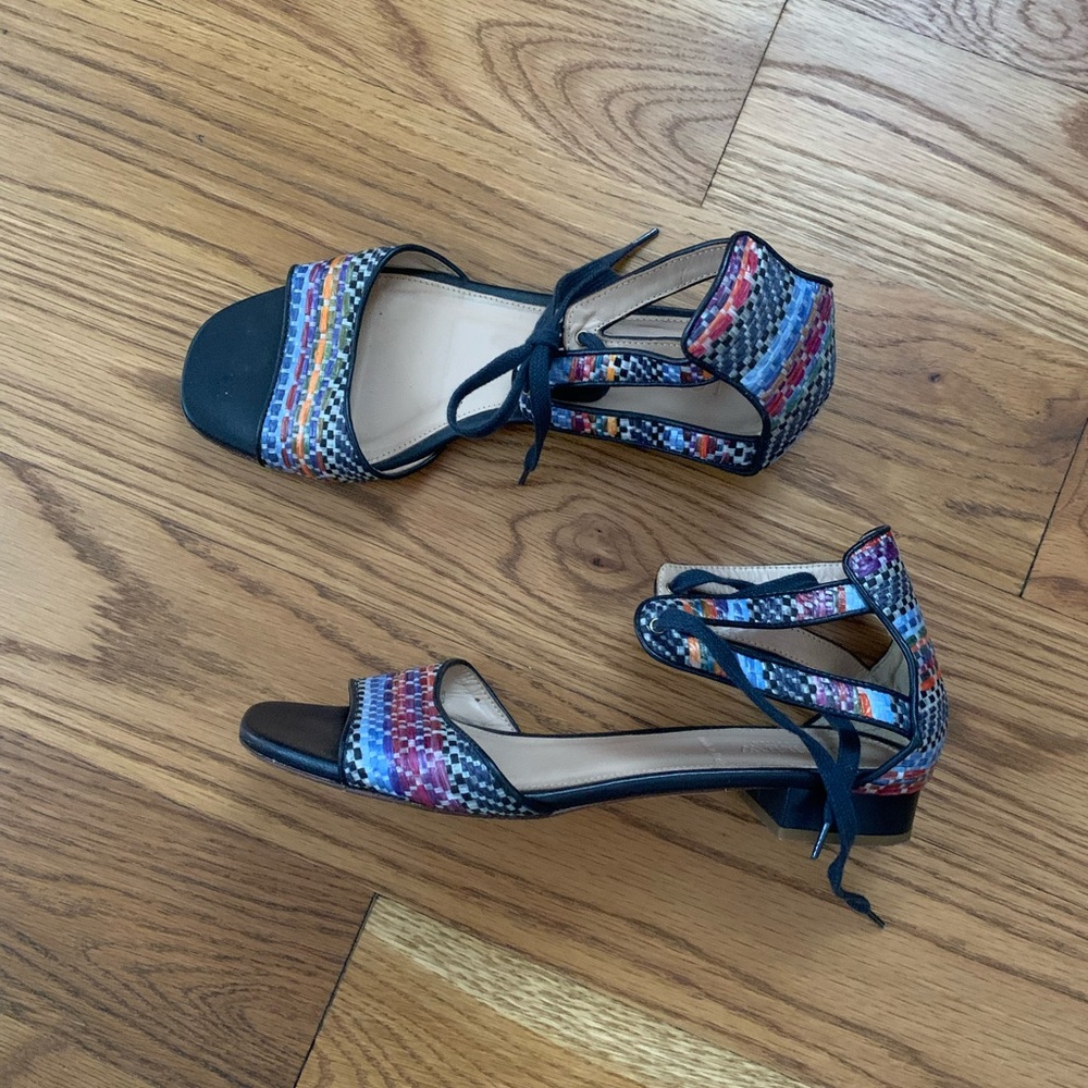 J. Crew Flat Multicolor Strappy Sandals.